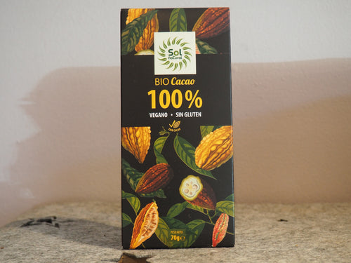 Chocolate Vegano Sin Gluten 100% Cacao Bio